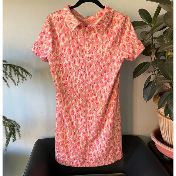 Tyler Boe Pink Cheetah print dress w pockets, front pleat size SM - Picture 2 of 11